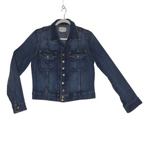 Current Elliott Dark Wash Denim Jean Jacket Brass Buttons Size 3 Large? Grunge